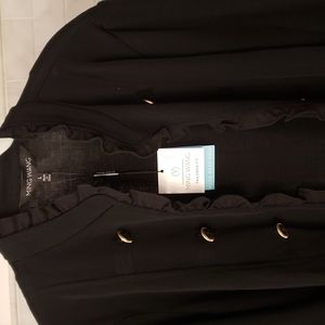 NWT Ming Wang lightweight sweater jacket with soutache and anchor buttons